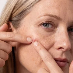 Close-up of acne and congestion